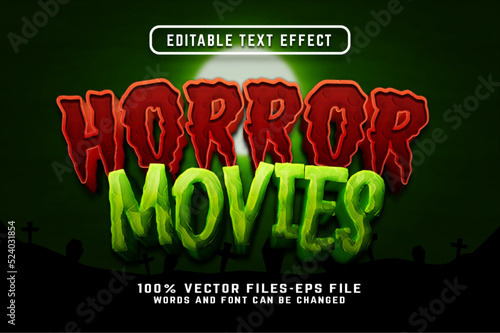Horror Movies 3d cartoon text effect premium vectors