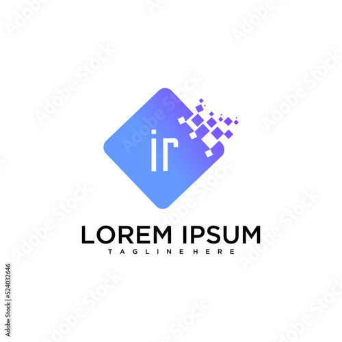 IR initial monogram for technology logo with square style design