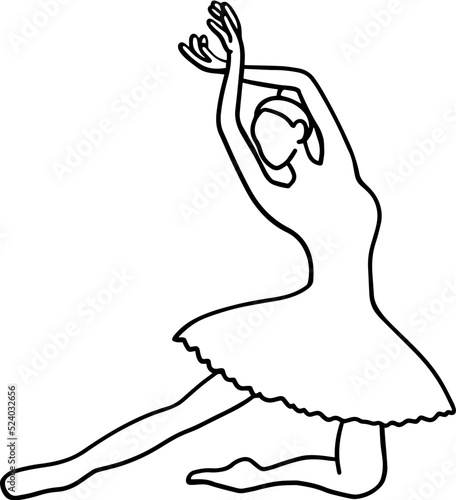 ballerina pose line art drawing