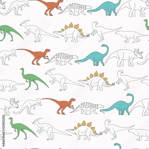 Fototapeta Naklejka Na Ścianę i Meble -  Dinosaur seamless pattern. Baby background