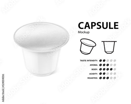 Realistic coffee capsule set. Vector illustration on white background. Easy to use for presentation your product, idea, design. EPS10.	