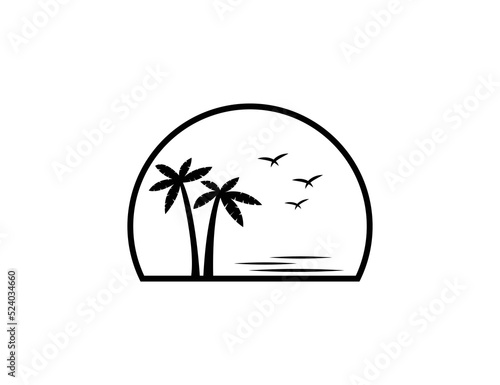 Landscape palm tree island illustration