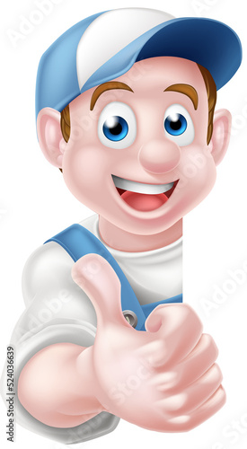 Cartoon Thumbs Up Worker