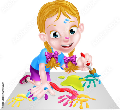 Cartoon Girl Painting