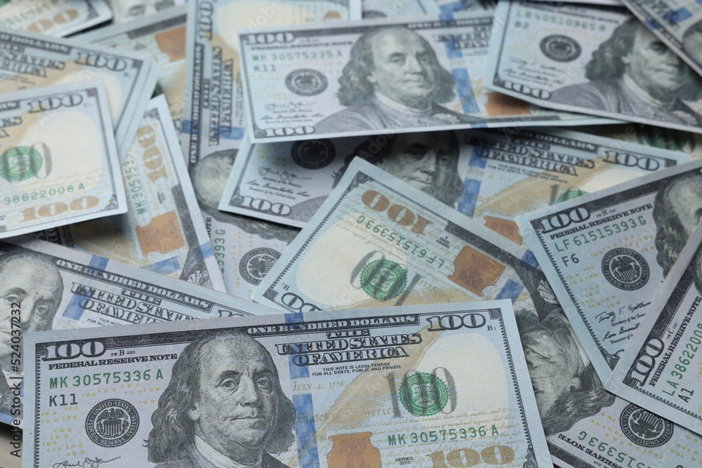 Dollar banknotes as background, closeup view. Money exchange Dollar banknotes as background, closeup view. Money exchange