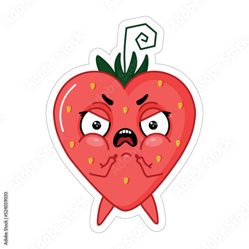 emoji very angry red strawberry shows indecent gesture
