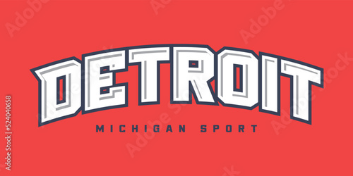 T-shirt stamp logo, Michigan Sport wear lettering Detroit tee print, athletic apparel design shirt graphic print