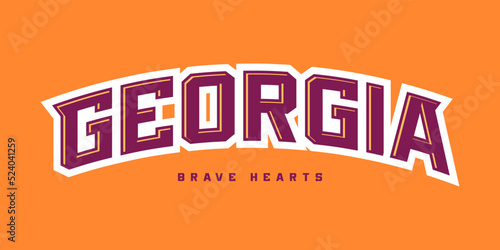 T-shirt stamp logo, USA Sport wear lettering Georgia tee print, athletic apparel design shirt graphic print