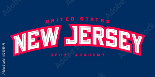 T-shirt stamp logo, USA Sport wear lettering New Jersey tee print, athletic apparel design shirt graphic print