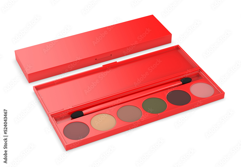 Blank Cosmetic Ten Colors Professional Foundation Concealer Contour Palette For Branding And Mock Up. 3d Render Illustration.