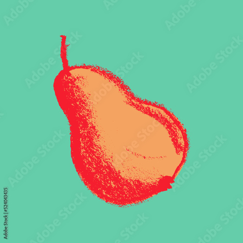 Pear drawing isolated. Hand drawn fruit sketch. Stencil style illustration of pear symbol for organic food logo, juice label design, baby food, vegetarian sign, fruity packaging. Vector vegan icon.