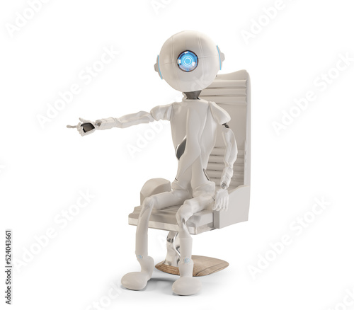 a robot points to something...