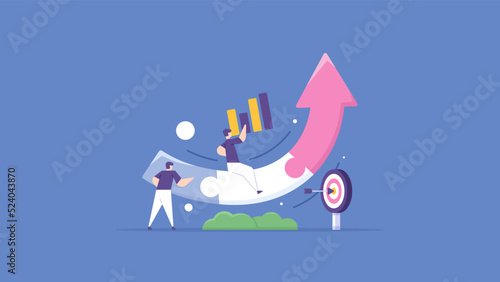 business development and management. a team or partners work together to fix and connect puzzle pieces. teamwork, business problem solving, targets and improvement. flat cartoon illustration. concept 