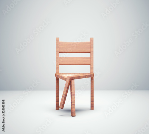 Chair with legs crossed . Creativity and impossible concept.