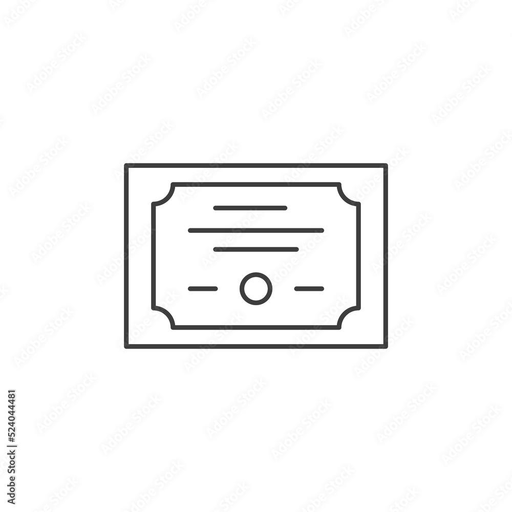 Vector certificate icon. Achievement, award, grant, diploma concepts. Premium quality graphic design elements. Modern sign, linear pictogram, object, outline symbol, simple thin line icon Vector certificate icon. Achievement, award, grant, diploma concepts. Premium quality graphic design elements. Modern sign, linear pictogram, object, outline symbol, simple thin line icon