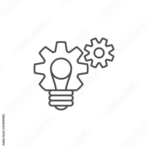 Vector innovation icon. Light bulb and cog inside. Premium quality graphic design element. Modern sign, linear pictogram, outline symbol, simple thin line icon