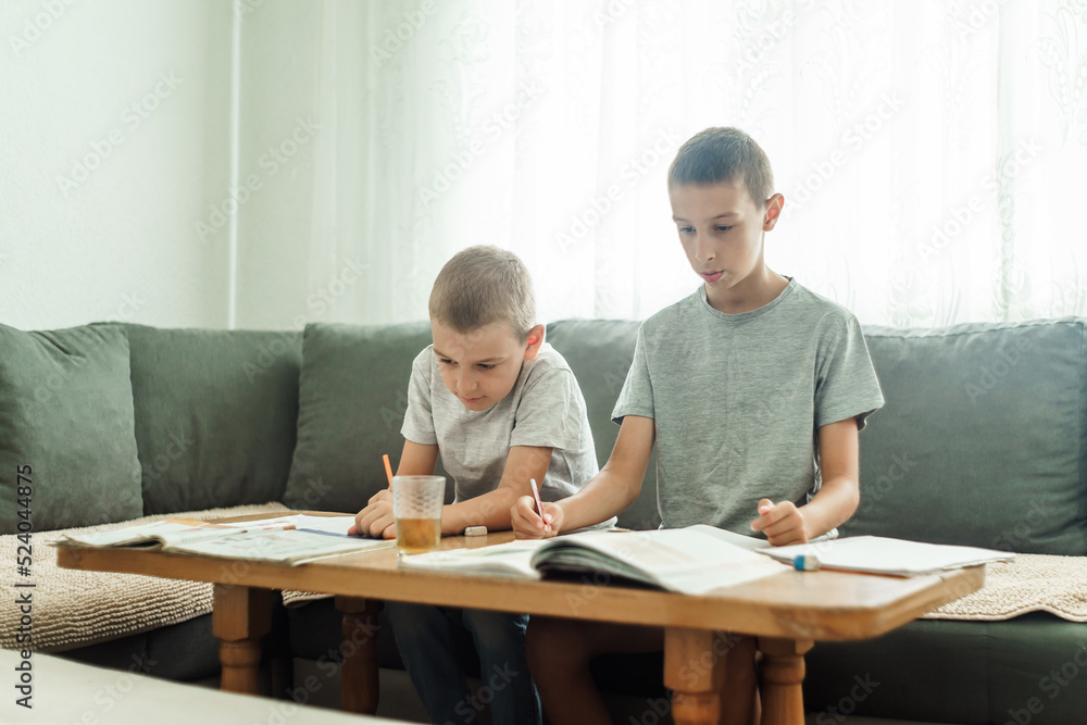 children study in the room, getting ready for school children study in the room, getting ready for school