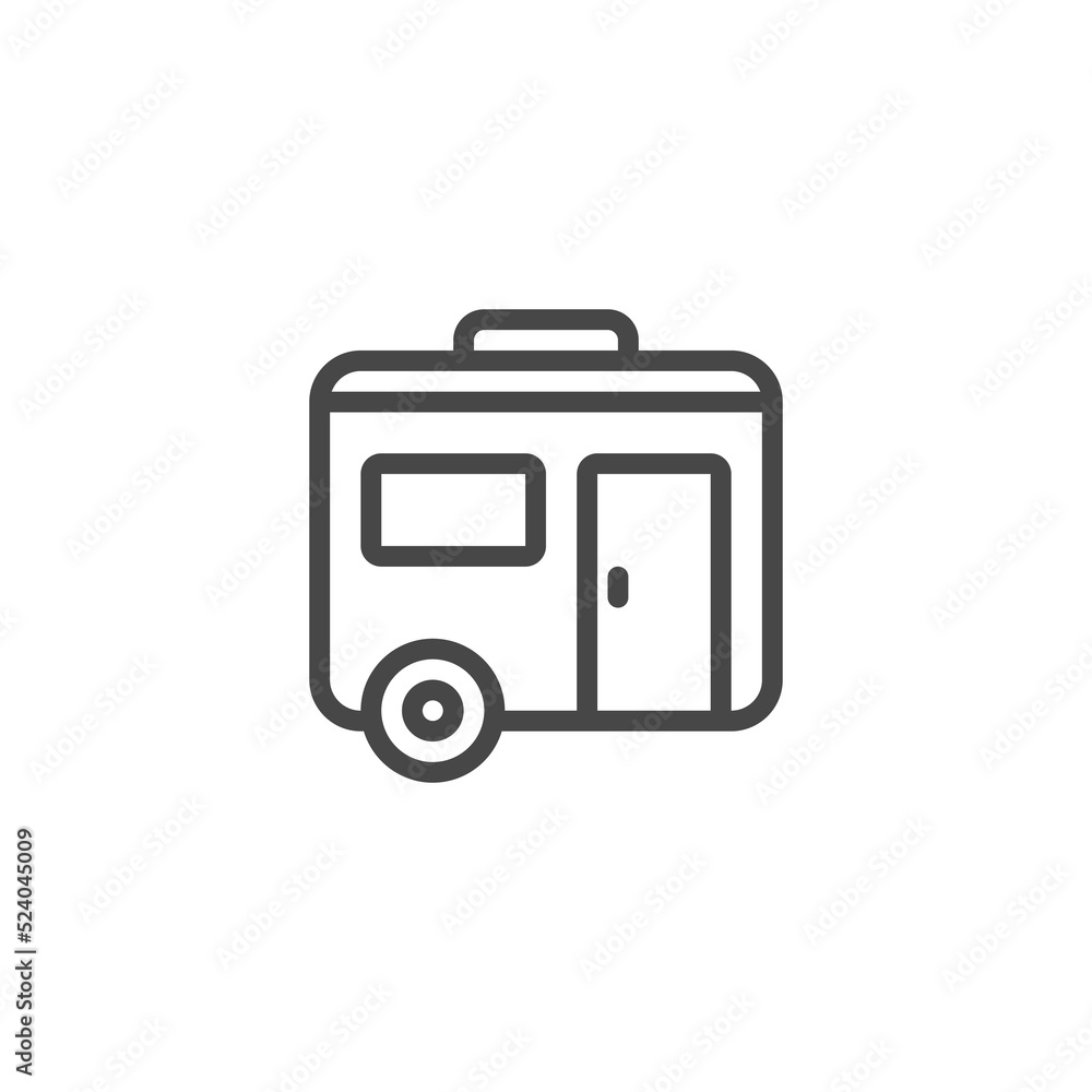 black trailer icon, caravan icons in trendy line style black trailer icon, caravan icons in trendy line style