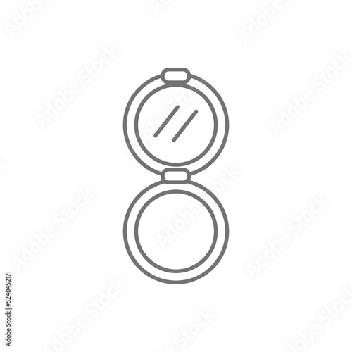 Simple illustration face compact makeup powder beauty outline icon with mirror . Isolated on white background.