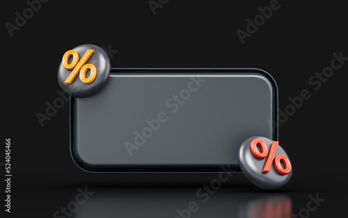 blank template with percentage sign on dark background 3d render concept for discount black Friday 
