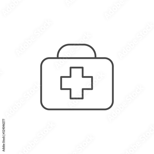 Doctor Bag Icon, First Aid Box Icon Vector Art Illustration, Healthcare and medicine concept. Line icon of medical suitcase with cross on front side of bag with handle