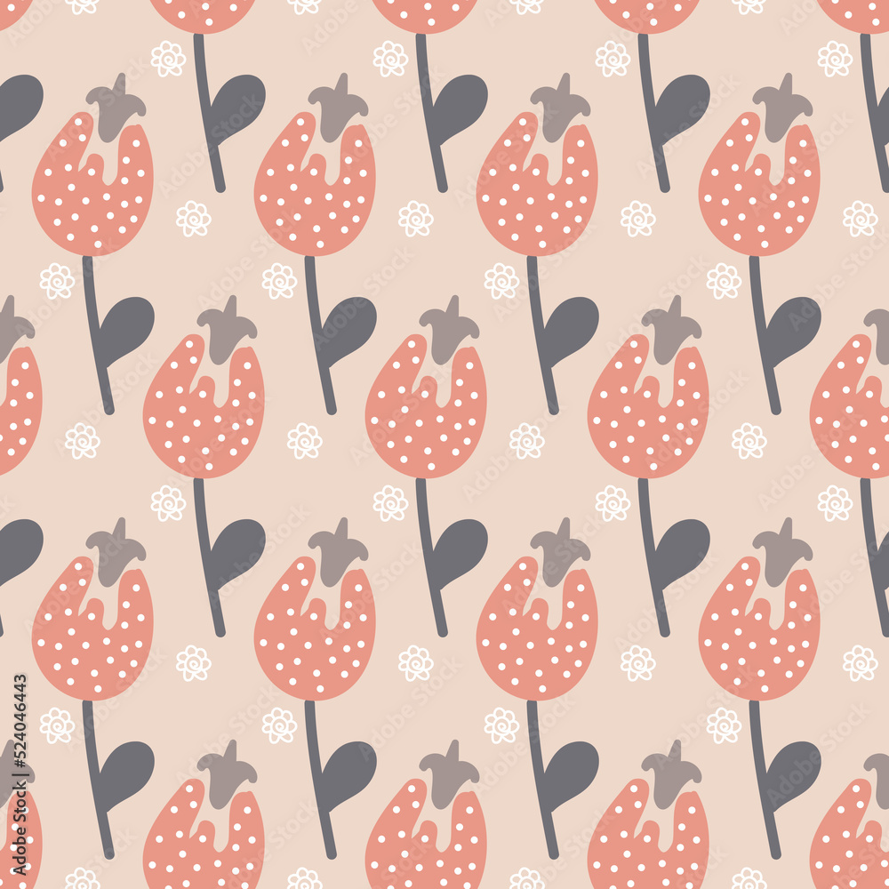Pink gray fantasy flower pink background, childish seamless pattern Pink gray fantasy flower pink background, childish seamless pattern