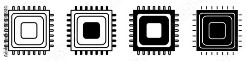 Chip vector icon set. Microchip illustration symbol collection. CPU sign. core logo.