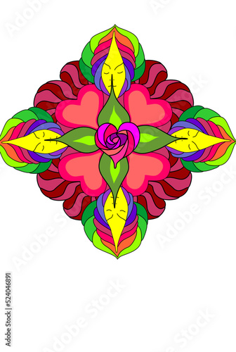 colorful heart pray mandala ornament