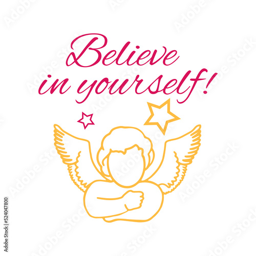 Holiday card, compliment, gift. For any holiday event and celebration.Congratulation square card with motivations text. Popular wish phrases believe in yourself