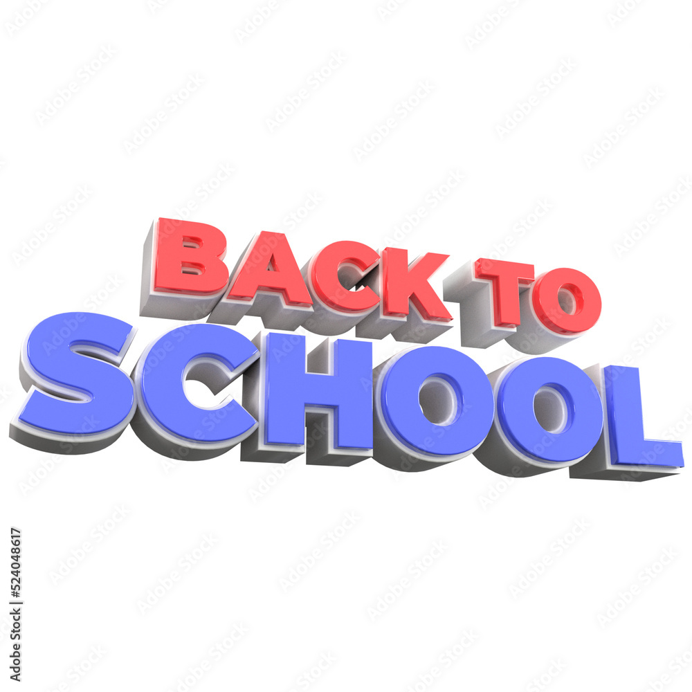 Back to school 3d lettering, for UI, poster, banner, social media post. 3D rendering
