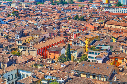 The old housing of Brescia from Cidneo Hill, Italy photo