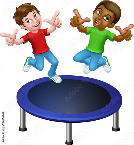 Two kids or children jumpin...
