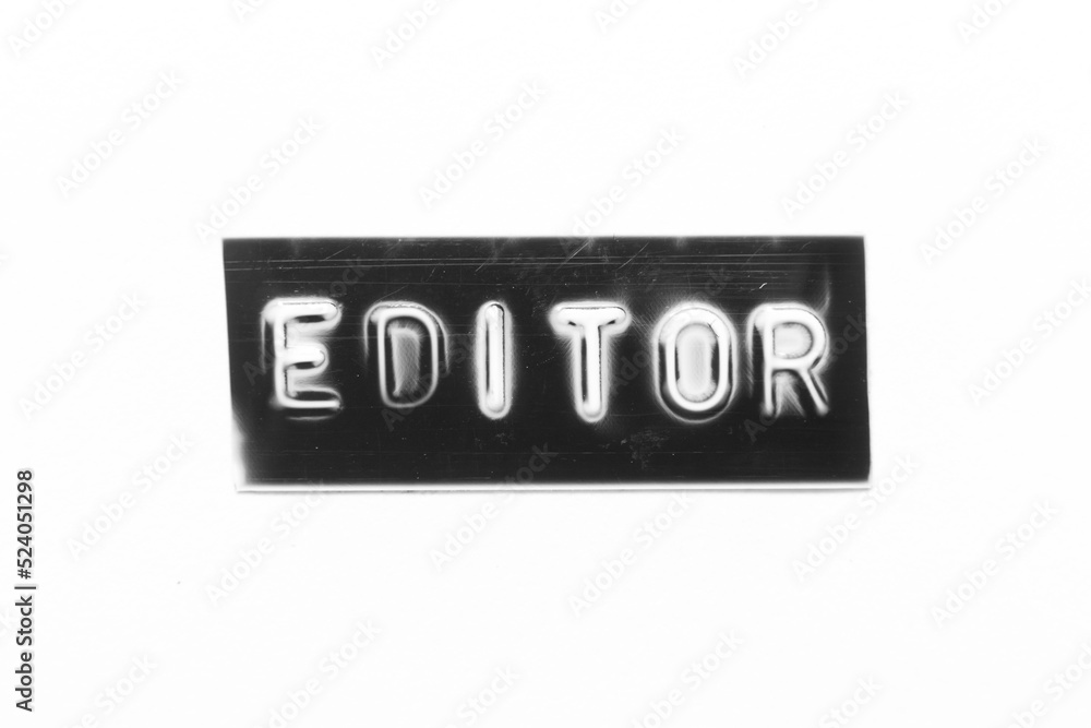 Black color banner that have embossed letter with word editor on white paper background Black color banner that have embossed letter with word editor on white paper background