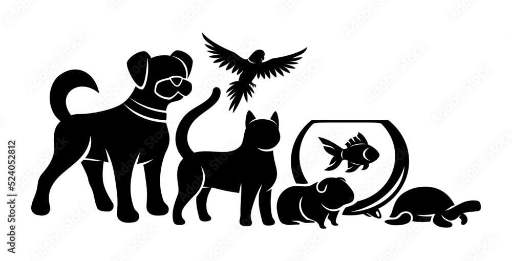 Foto Icon with pets isolated on white background.