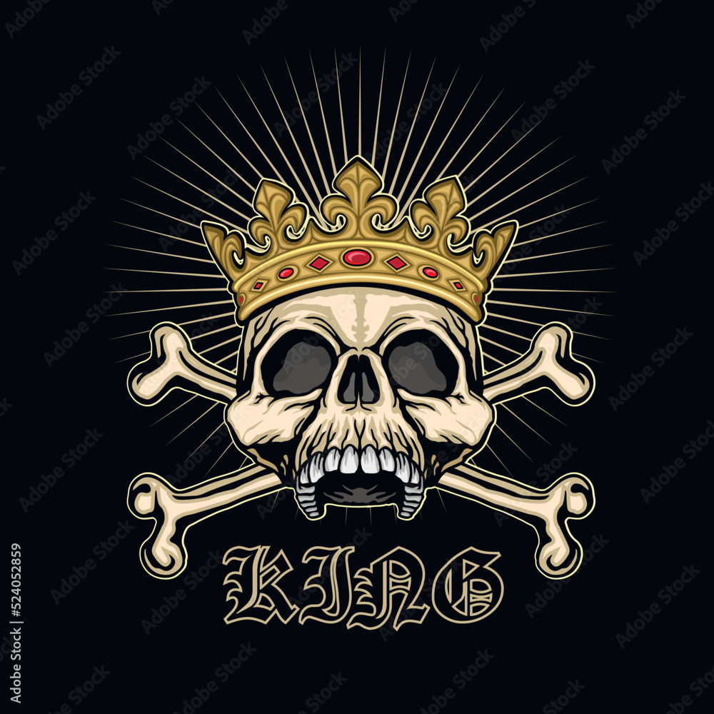 Fototapeta premium Gothic sign with skull, grunge vintage design t shirts