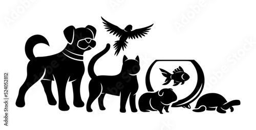 Icon with pets isolated on white background.