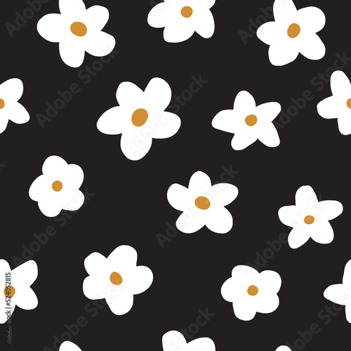 Scandi Bold Modern Daisy Floral Ditzy Seamless Repeat Pattern Scattered Cut Out style Cute