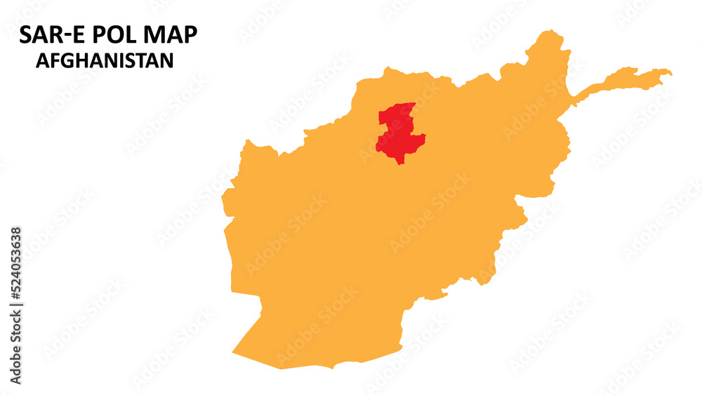 Sar e Pol State and regions map highlighted on Afghanistan map.