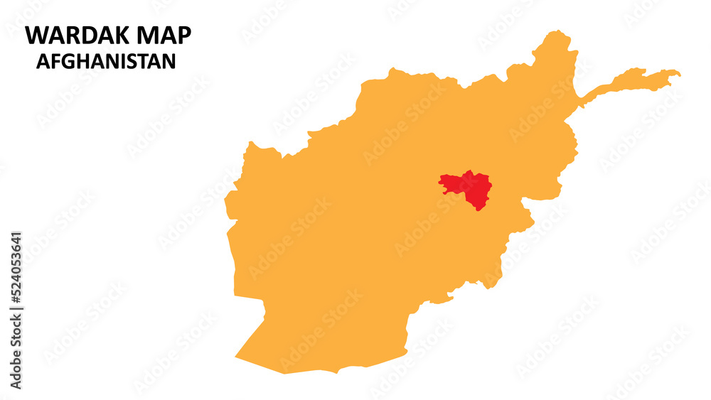 Wardak State and regions map highlighted on Afghanistan map.