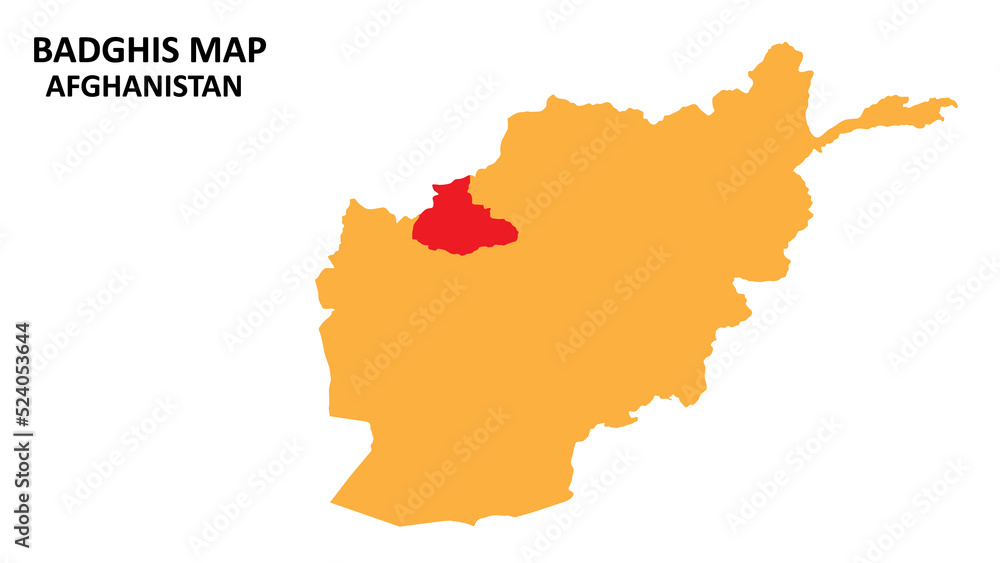 Badghis State and regions map highlighted on Afghanistan map.