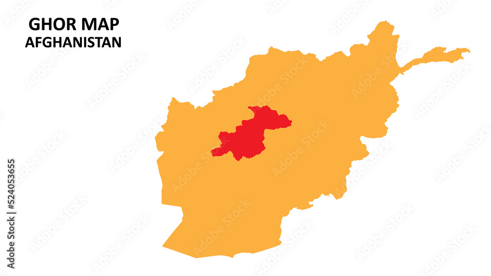 Ghor State and regions map highlighted on Afghanistan map.