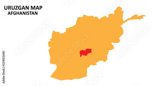 Uruzgan State and regions map highlighted on Afghanistan map.