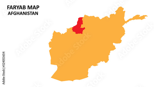Faryab State and regions map highlighted on Afghanistan map. photo