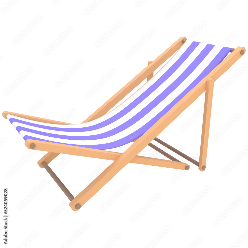 Beach chair 3d icon, for UI, poster, banner, social media post. 3D rendering