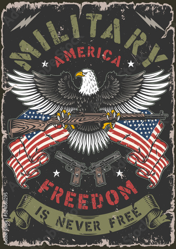 Military America flyer colorful vintage