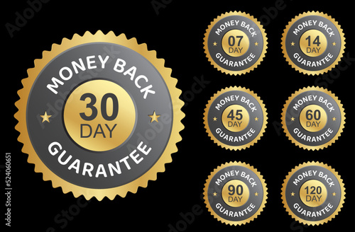 100% Money back Guaranteed, trust badge vector design, money back logo design 