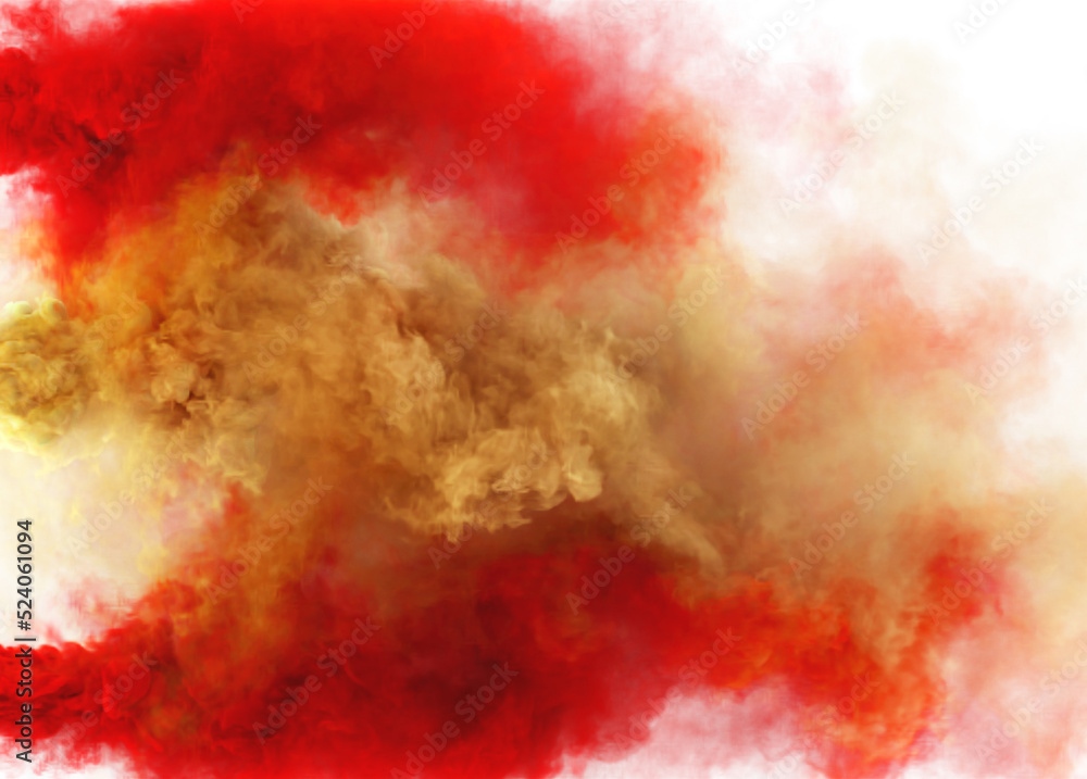 Fototapeta premium Red and wheat yellow color fantasy smoke and magic fog texture