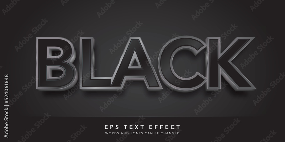 black 3d editable text effect