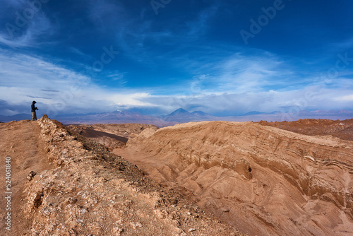 hiker in the chile desert in san pedro de atacama