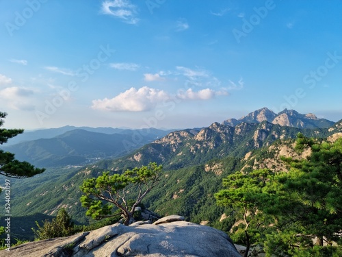 mountain view with rocky ridges